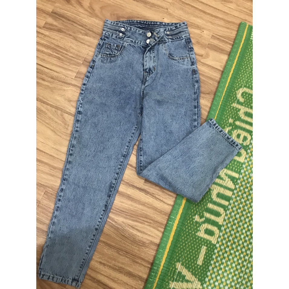 Quần jeans baggy MaiAnh.88 quần jean nữ lưng cao cạp đinh cá tính | BigBuy360 - bigbuy360.vn