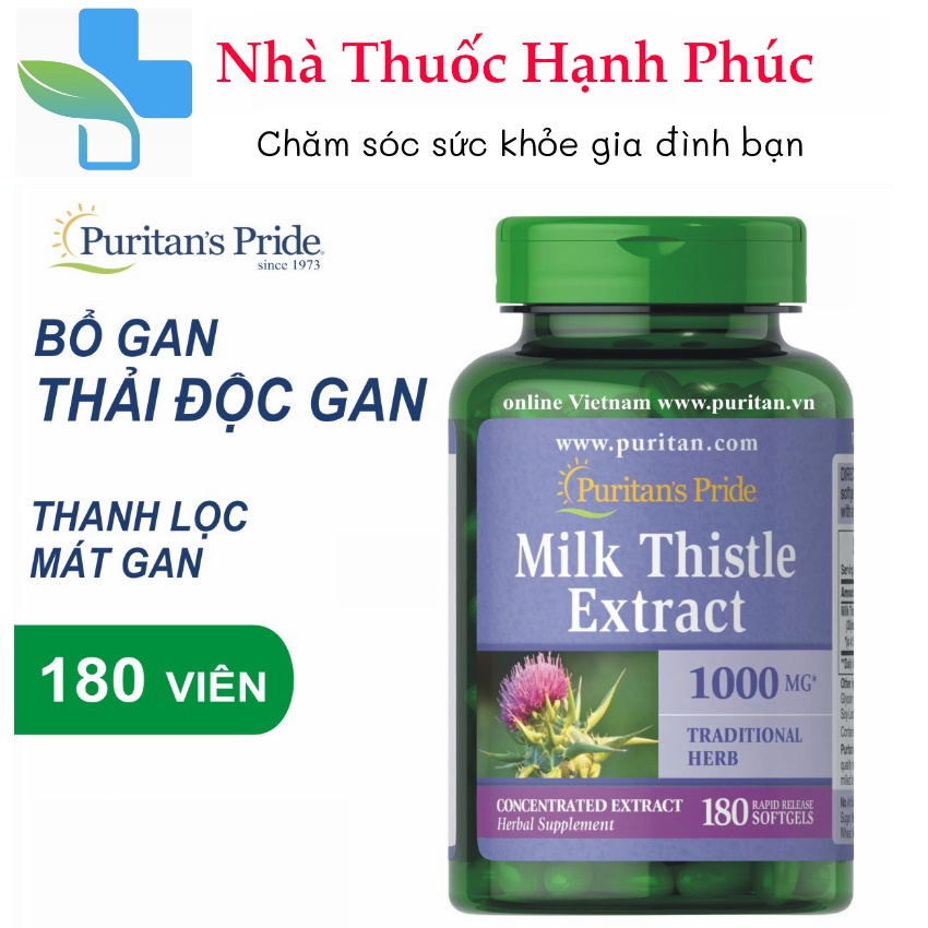 Thải độc gan, bổ gan, làm mát gan, tăng cường chức năng gan Milk Thistle Extract 1000mg 90-180 viên Puritan's Pride