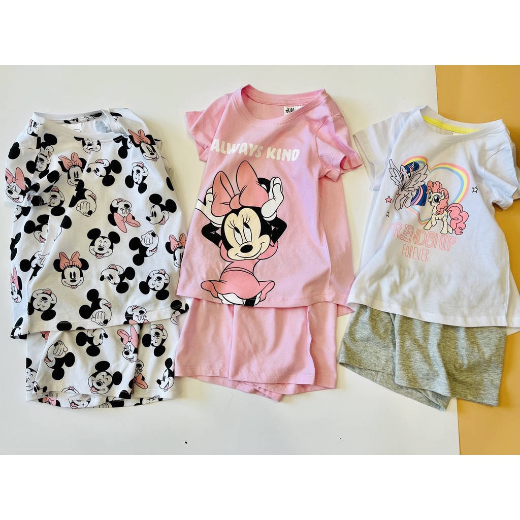 Bộ hè bé gái. Set 2 bộ cộc tay dư xịn chất cotton họa tiết Pony, Peppa, Minie BH26