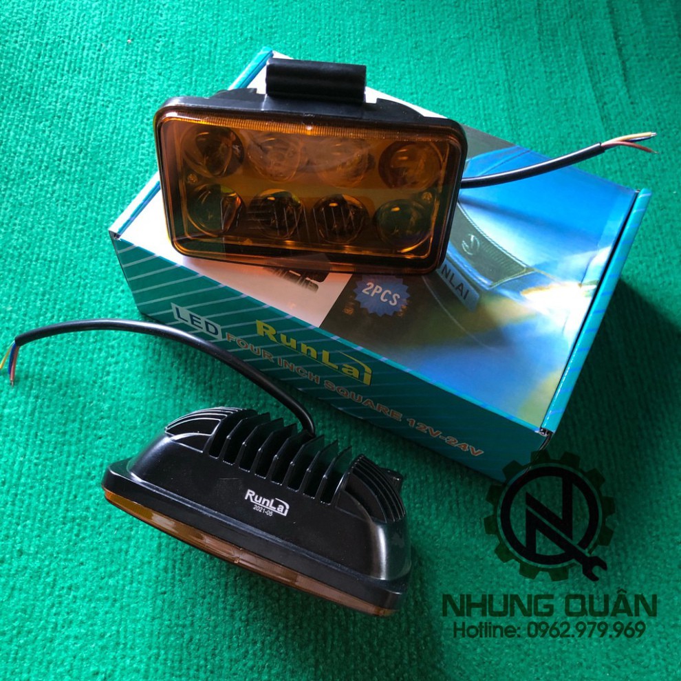 1 ĐÔI Đèn Led 8 Mắt Runlai .Siêu bền. Siêu Sáng . sử dụng chung điện 12v và 24v
