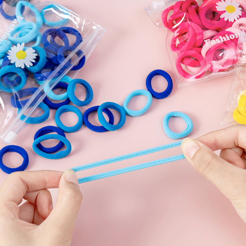 Set 50 Dây Cột Tóc Bằng Nilon Màu Trơn Dễ Thương Xinh Xắn