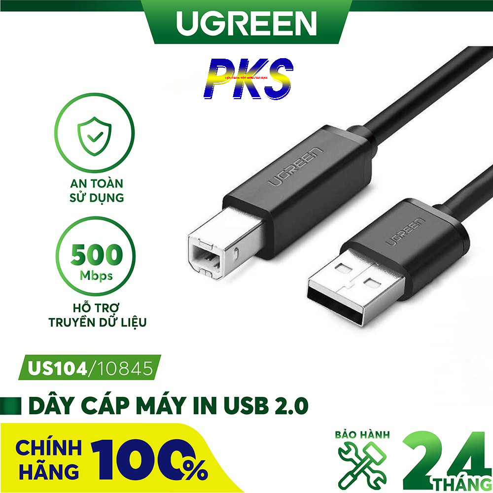 Cáp máy in USB 2.0 dài 1.5m chính hãng Ugreen 10845