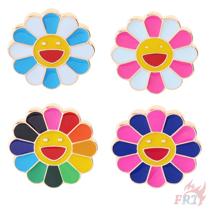 Ghim cài áo hình hoa bằng kim loại nhiều màu sắc