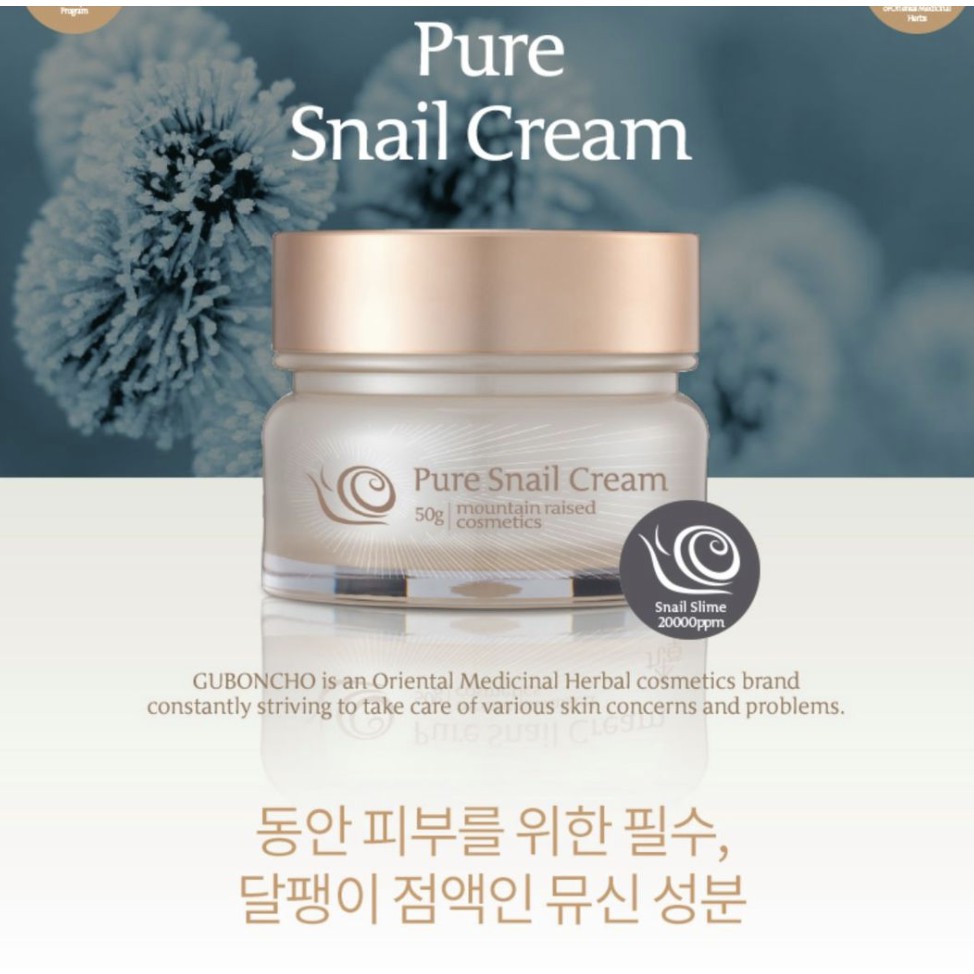 [Nhập HANG2708 giảm 8% đơn 300K] Kem dưỡng ẩm Guboncho Pure Snail Cream cực cao cấp chính hãng Hàn Quốc