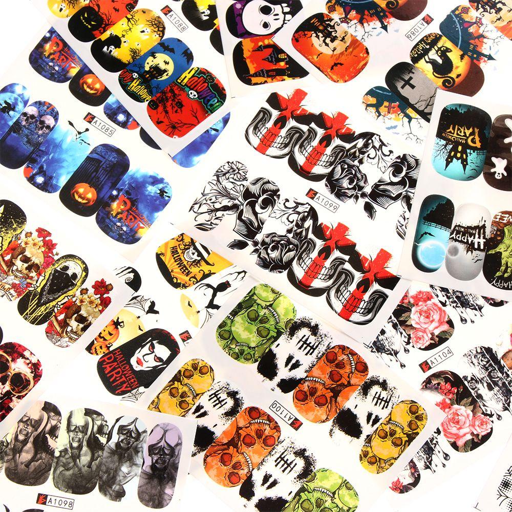 Set 48 Hình Dán Trang Trí Móng Tay Chủ Đề Halloween Độc Đáo