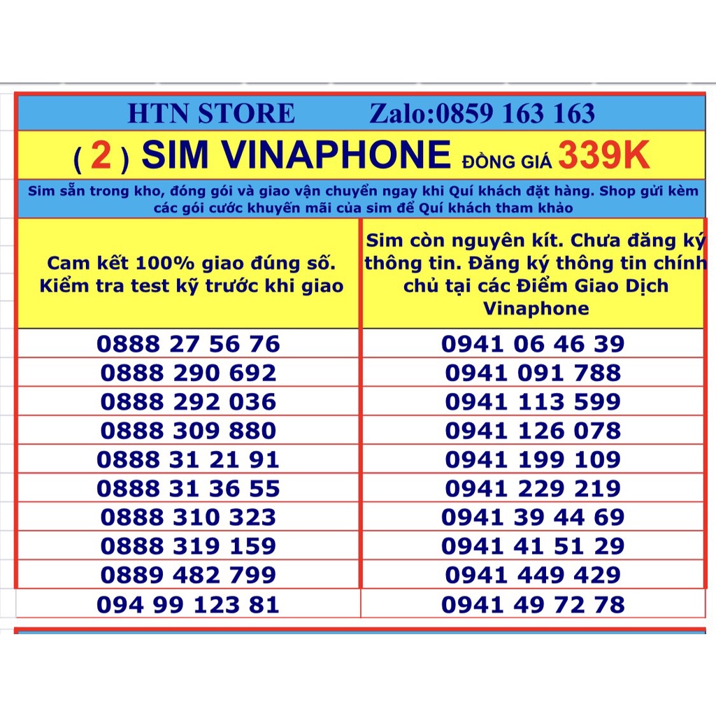 Sim số đẹp Vinaphone đồng giá 339k (2) – sim trả trước nghe gọi và 4G