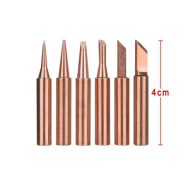 Bộ 6 mũi hàn bằng đồng thay thế cho máy hàn chỉnh nhiệt 900m / 936 / 937 / 938 / 969 8586 chuyên dụng cho máy hàn thiếc