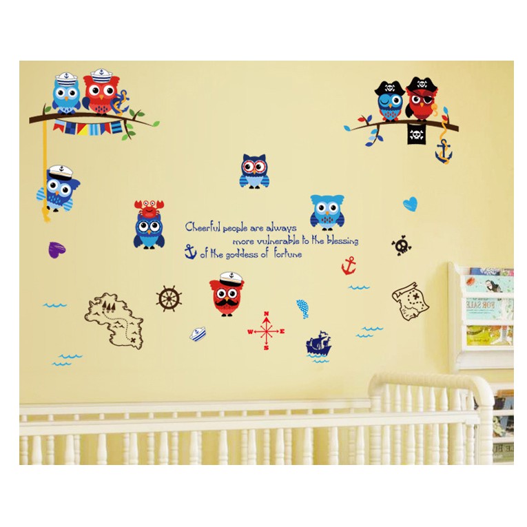 Decal trang trí cú mèo dễ thương