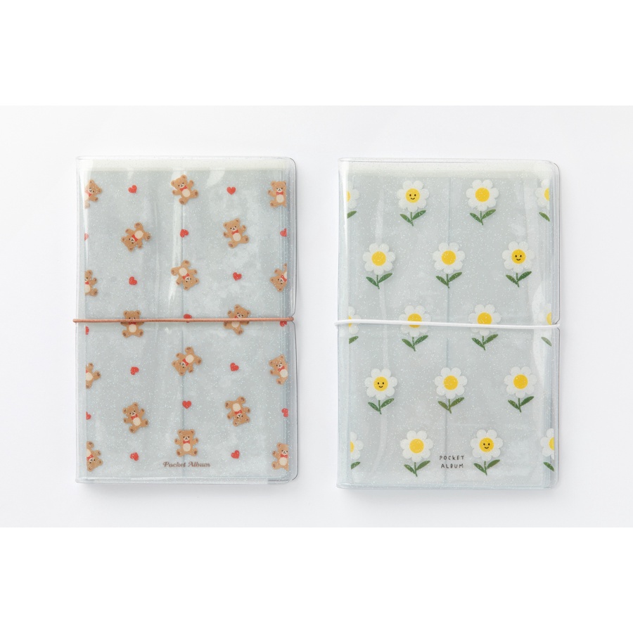Binder Collect Book ARTBOX Hàn Quốc Đựng Sticker Nhãn Dán Họa Tiết Gấu Kim Tuyến 10 Sleeves