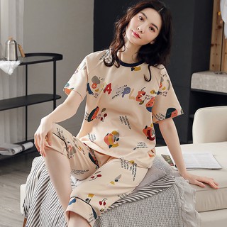 Đồ bộ nữ chất cotton mẫu lửng chữ