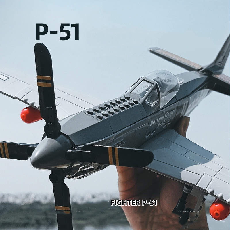 （CÓ SẴN）Đồ chơi lắp ráp mô hình wange 4006 máy bay chiến đấu Mustang fighter P-51