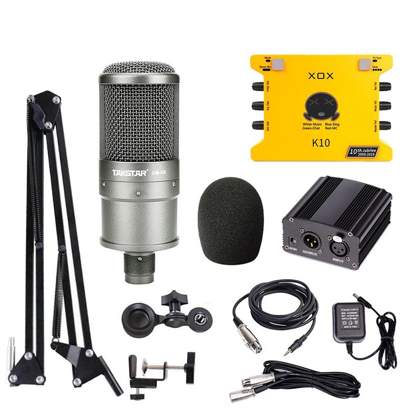 [Tặng full kiện + nguồn 48v] Combo livestream thu âm karaoke cao cấp micro SM8B sound card XOX K10 Jubilee bảo hành 12th