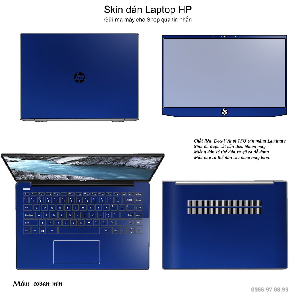 Skin dán Laptop HP màu xanh dương coban mịn (inbox mã máy cho Shop)