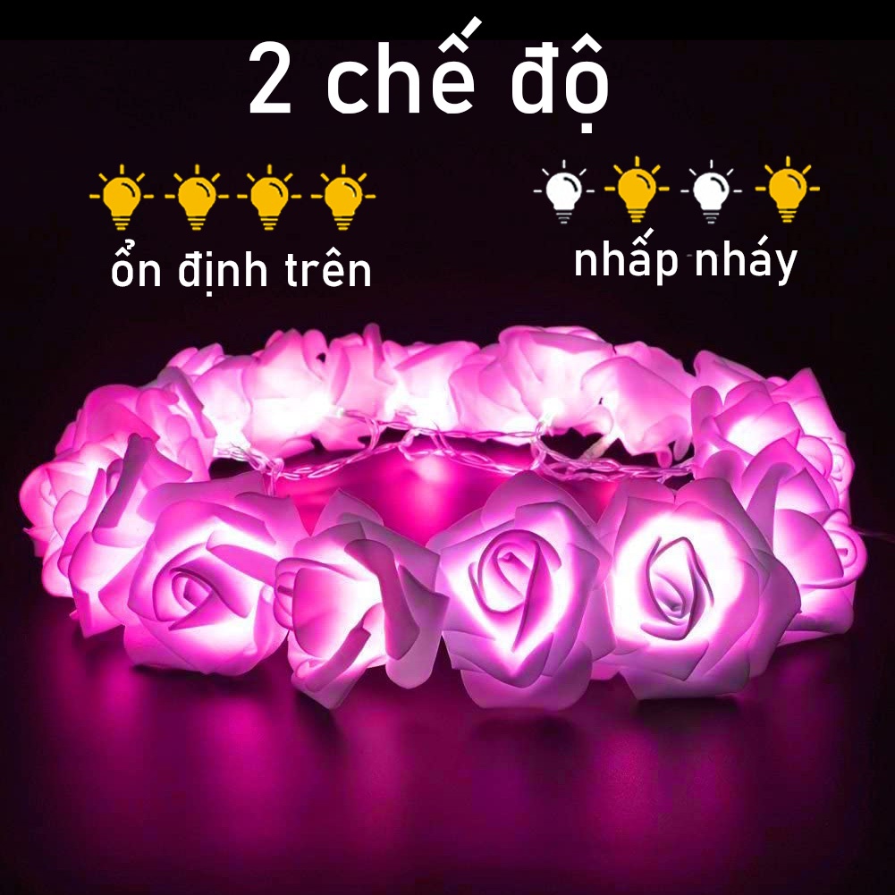 [Hàng sẵn sàng&amp;COD] Dây đèn LED 40/20/10 bóng hình hoa hồng lãng mạn dùng trang trí