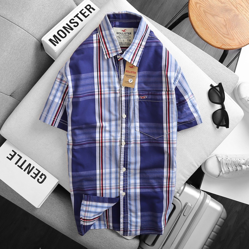 Áo sơ mi nam tay ngắn kẻ sọc vải mềm mịn, thấm hút mồ hôi | BigBuy360 - bigbuy360.vn