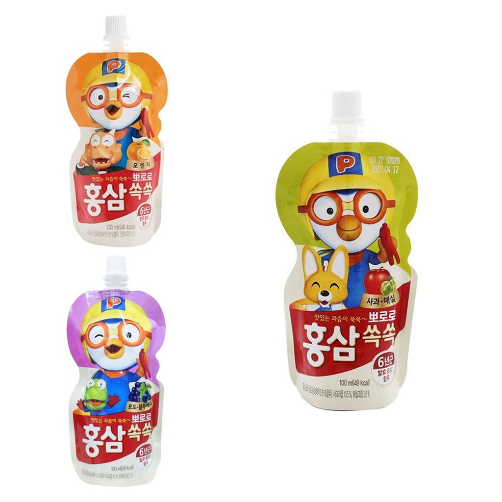 Nước Hồng Sâm Hàn Quốc Paldo Pororo Hương Hoa Quả Gói 100ml