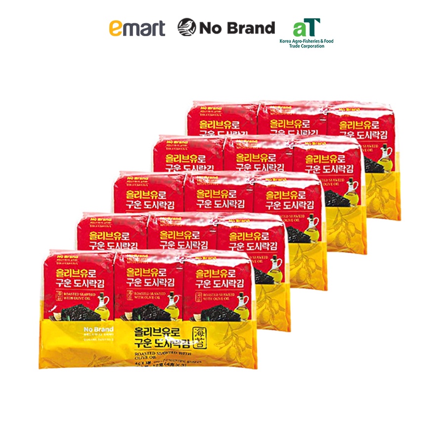 [Combo 5] Lô 3 Rong Biển No Brand Tẩm Dầu Ôliu Gói 4g/ gói - Emart VN