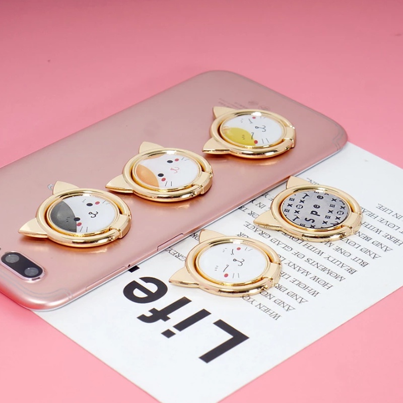 1 Nhẫn Giá Đỡ Điện Thoại Xoay 360 Độ Hình Mèo Dễ Thương° Giá Đỡ Điện Thoại Hình Tròn Chống Rơi Để Bàn Tiện Dụng