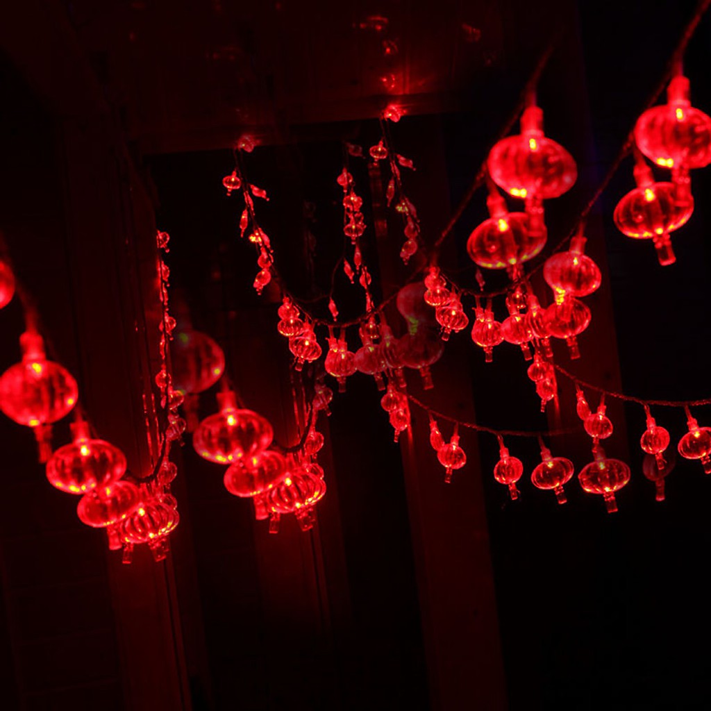 Dây đèn led hình đèn lồng trang trí tết năm mới quán cà phê trà chanh trà sữa GIVASOLAR GV-LSL