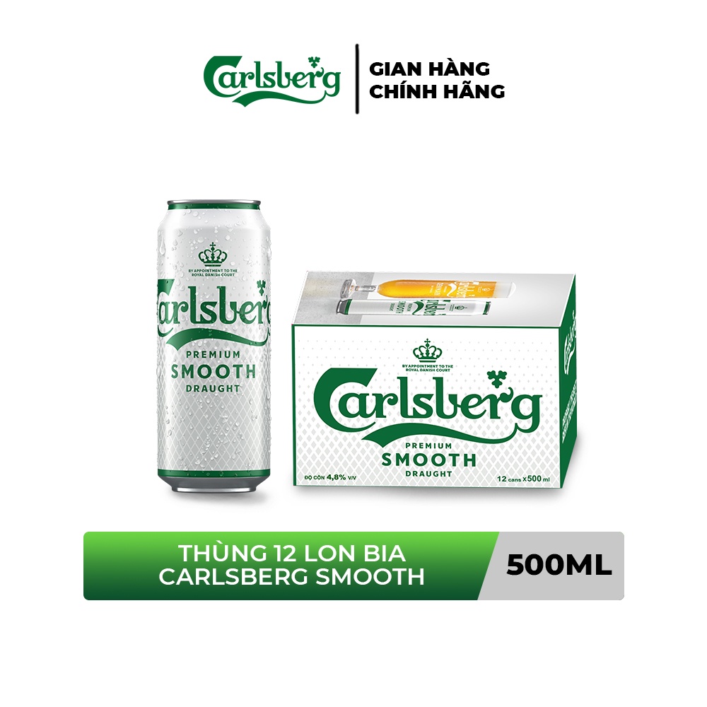 [Mã BMBAU50 giảm 7% đơn 99K] Thùng 12 lon bia Carlsberg Smooth 500mlx12