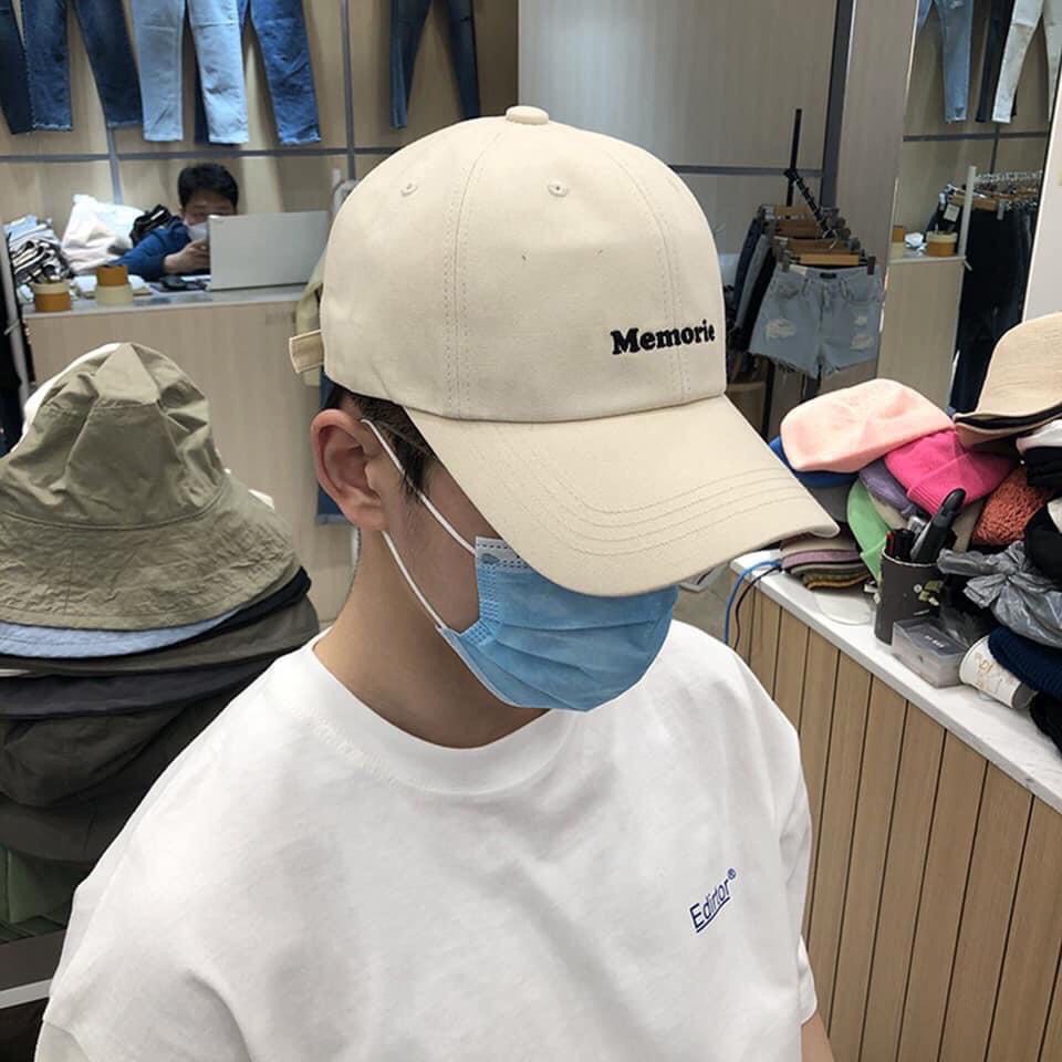Mũ nón lưỡi trai thêu chữ Memorie unisex nam nữ Hàn Quốc đẹp rẻ - Nón kết