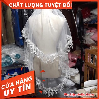 <TP>Voan cài tóc cô dâu - phụ kiện cưới Giang - voan ngắn tua rua mẫu 2