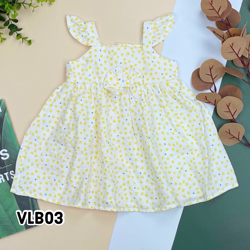 [Xả kho] Váy đầm bé gái cánh tiên vải thô đũi Litibaby size 7-30kg - VLB