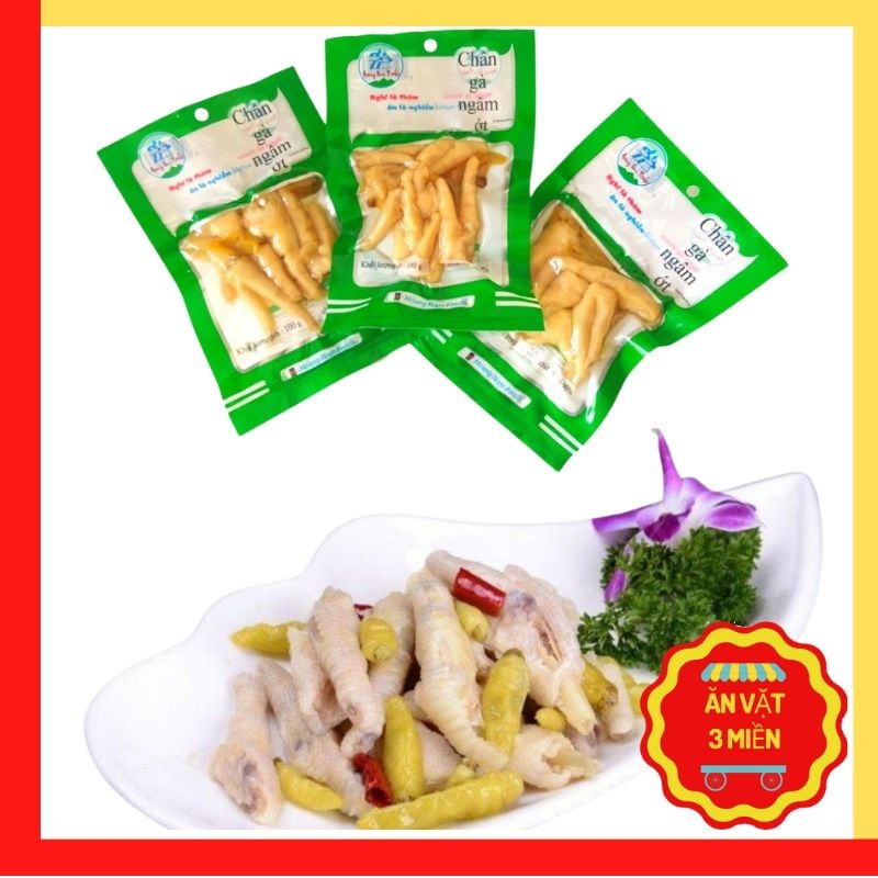 Chân gà ngâm ớt vị chua cay, Chân gà chua cay Hoàng Nam Food, mềm, giòn, chua, cay, đặc sản Lào Cai gói 80gr | BigBuy360 - bigbuy360.vn