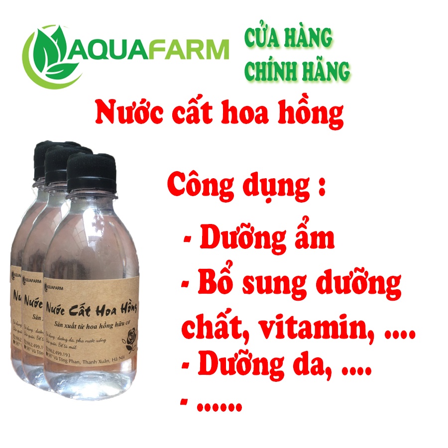 Nước cất hoa hồng AquaFarm, nước hoa hồng làm trà, bổ sung khoáng chất, dùng cho mọi đối tượng
