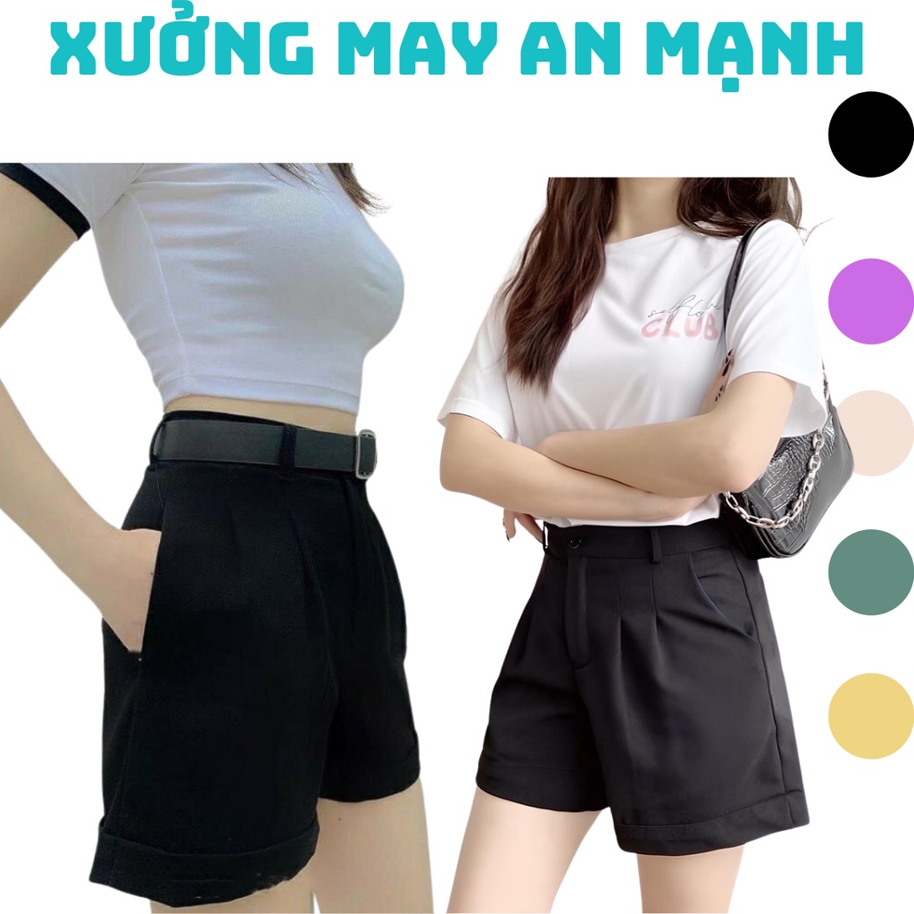 Quần đùi short nữ sành điệu dáng cao bigsize gập gấu tuyết mưa xuongmaythoitrangcongso | BigBuy360 - bigbuy360.vn
