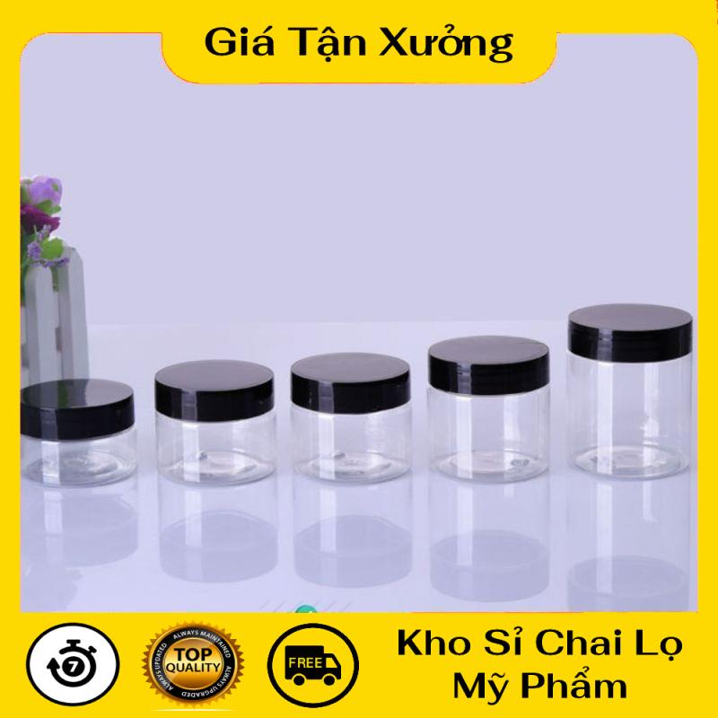 Hủ Đựng Kem ❤ TRÙM SỈ ❤ Hũ nhựa pet Trong Nắp Đen 50g 100g 200g 250g 500g đựng mỹ phẩm, thực phẩm, đồ khô, ngũ cốc