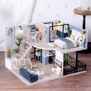 [Bộ đồ nội thất nhà gỗ Mini DIY Câu đố Cottage Bắc Âu