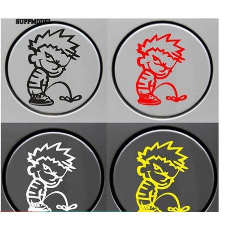 Miếng dán Tem Decal Sticker Trang Trí nắp bình xăng nhiên liệu xe hơi ô tô chú bé Naughty Boy cho xe Toyota Vios