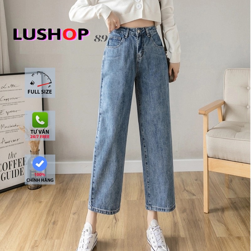 Quần jean bò ống rộng quần jean bò ống suông jeans nữ lưng cao cạp cao quần nữ đẹp hot QT06 lushop89 | BigBuy360 - bigbuy360.vn