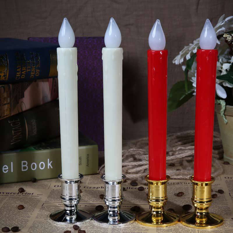 Đèn Cầy Điện Tử, Nến Điện Tử Mini Kèm Chân Đế Loại Chảy Sáp – Bộ 2 Đèn
