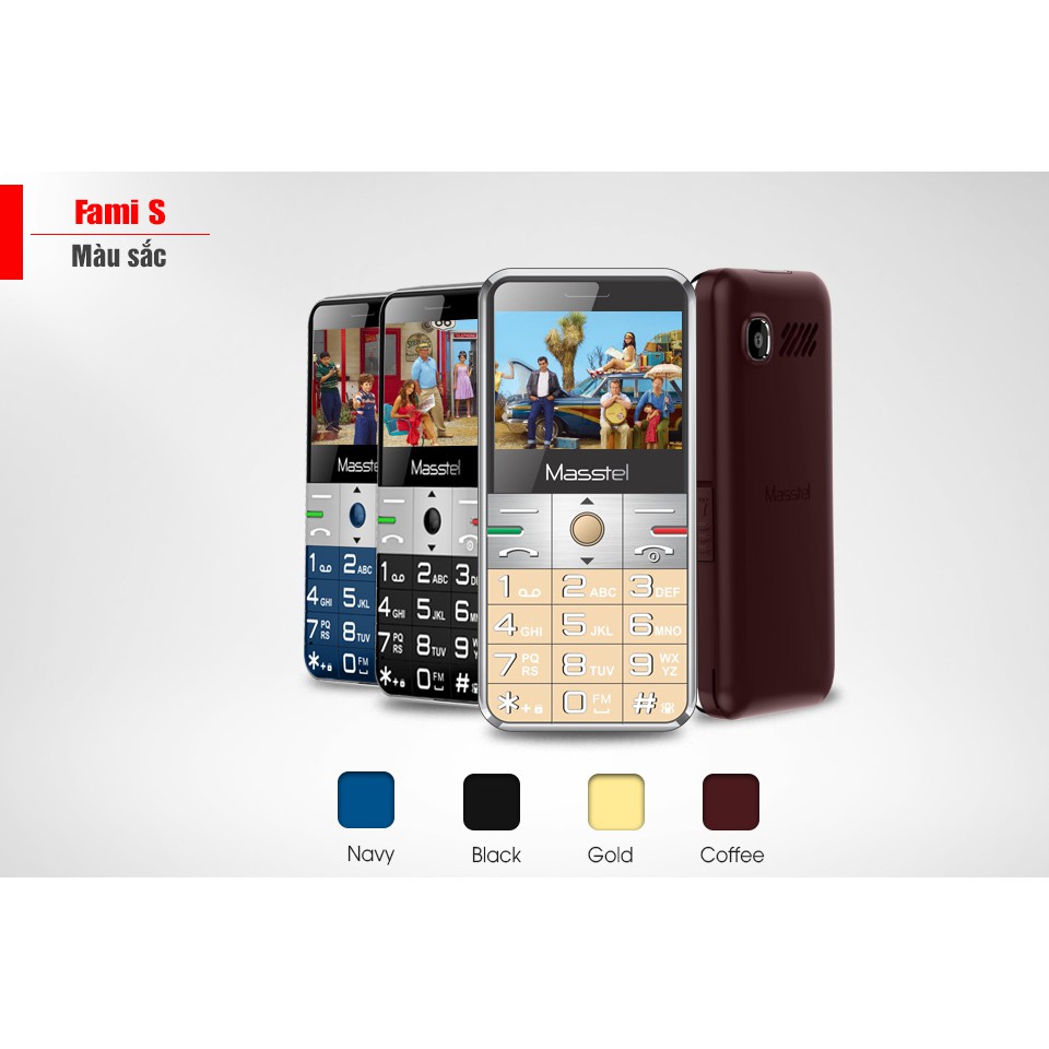 Combo: Điện thoại cho người già Masstel Fami S + Thẻ nhớ 8GB Toshiba Tặng kèm túi đựng điện thoại thổ cẩm
