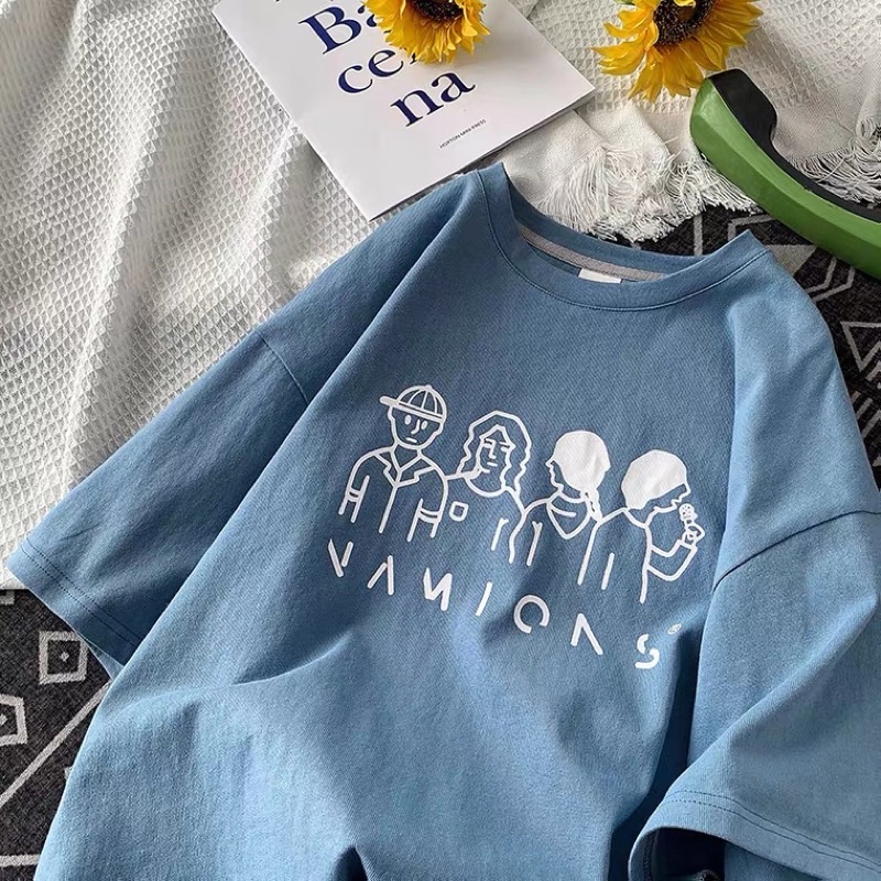 Áo thun tay lỡ nam nữ, áo phông shop cossi form rộng chất cotton in hình 4 người