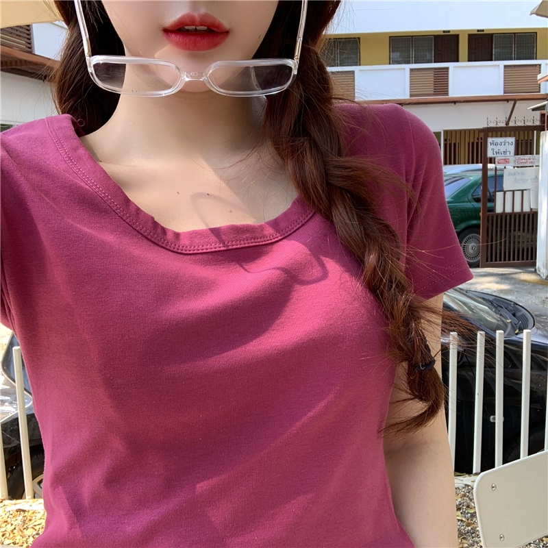  thin waist T-shirt price short Real real collar machine Korean high photo out summer short sleeve watch