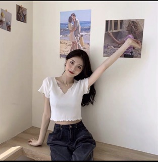 Áo cổ V CUỐN BIÊN 2 MẪU