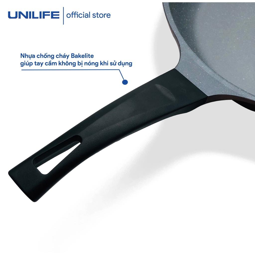 Chảo chống dính vân đá Unilife cao cấp, chảo sâu 7 lớp nấu ăn các món chiên rán xào