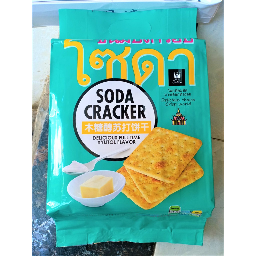 Bánh Quy Soda Cracker Bánh Quy Ăn Kiêng Vị Mặn Thái Lan Túi 400g Hương Vị Thơm Giòn Béo Ngậy