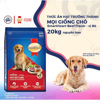 20kg - Thức ăn hạt SmartHeart cho chó trưởng thành mọi giống vị Bò bổ sung dưỡng chất và rau củ