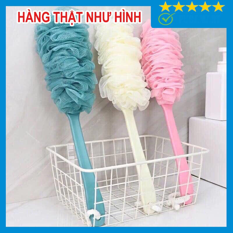 Bàn Chải Bông Tắm Massage Da Khô Và Ướt, Cây Cọ Lưng Bông Tắm Có Cán Massage Mềm Mại Dễ Dàng Sử Dụng BILA1062