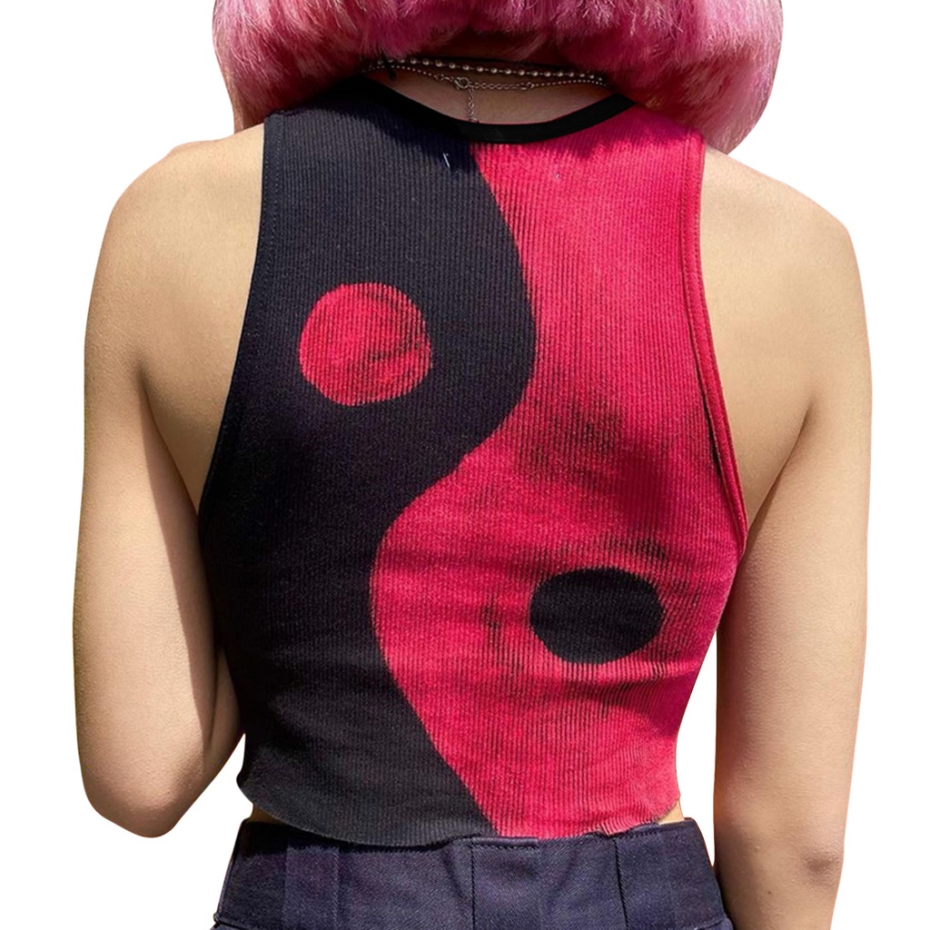 Áo Croptop Dệt Kim Không Tay Cổ Tròn Màu Sắc Thời Trang Dành Cho Nữ