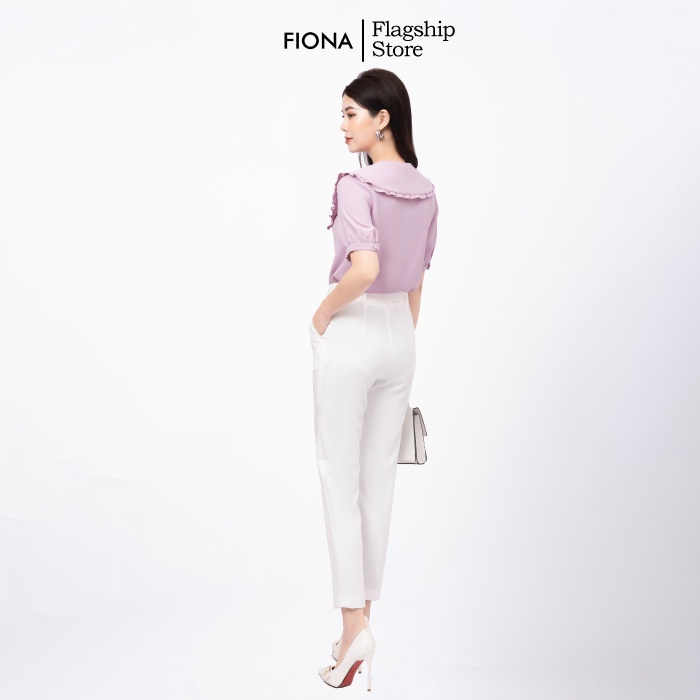 Áo sơ mi nữ tay lỡ cổ bèo FIONA, Sơ mi công sở tay nhún dáng suông mã F551201