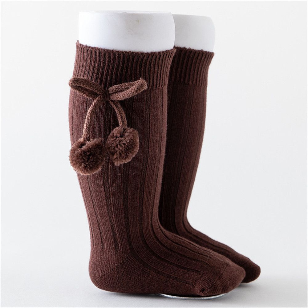 1 Đôi Vớ Cotton Đính Bóng Lông Nhiều Màu Dễ Thương Giữ Ấm Mùa Thu Đông Cho Bé Sơ Sinh