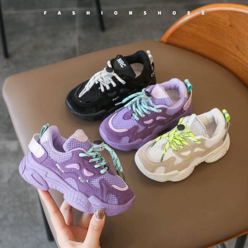 [Phong Cách Mới Về] Giày Thể Thao Phối Lưới Thoáng Khí Thoải Mái Phong Cách Hàn Quốc Cho Bé Gái