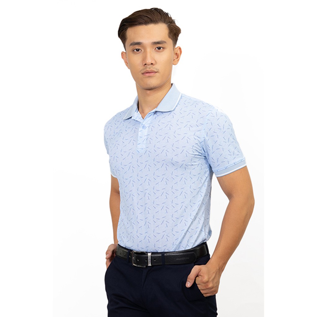 Áo Polo nam Novelty cổ bo không túi màu xanh NATMINMCLR191105N