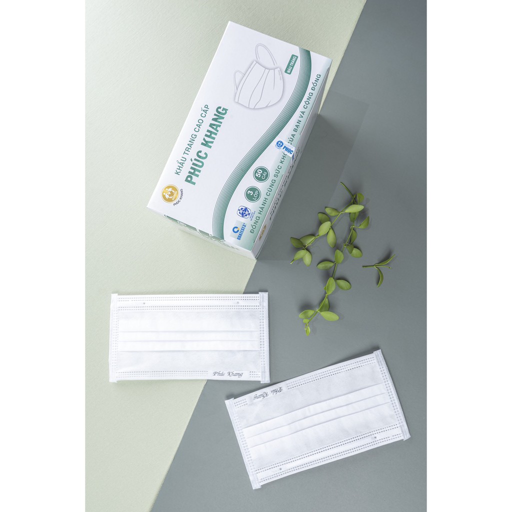 Khẩu trang y tế cao cấp Phúc Khang,có giấy lọc kháng khuẩn ( Hộp 50 cái) | BigBuy360 - bigbuy360.vn