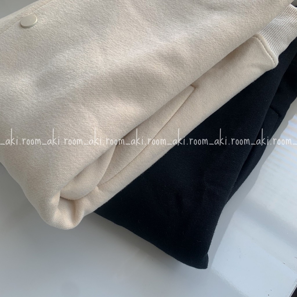 Áo khoác bomber nỉ trơn cúc bấm chất mềm mịn form rộng | BigBuy360 - bigbuy360.vn